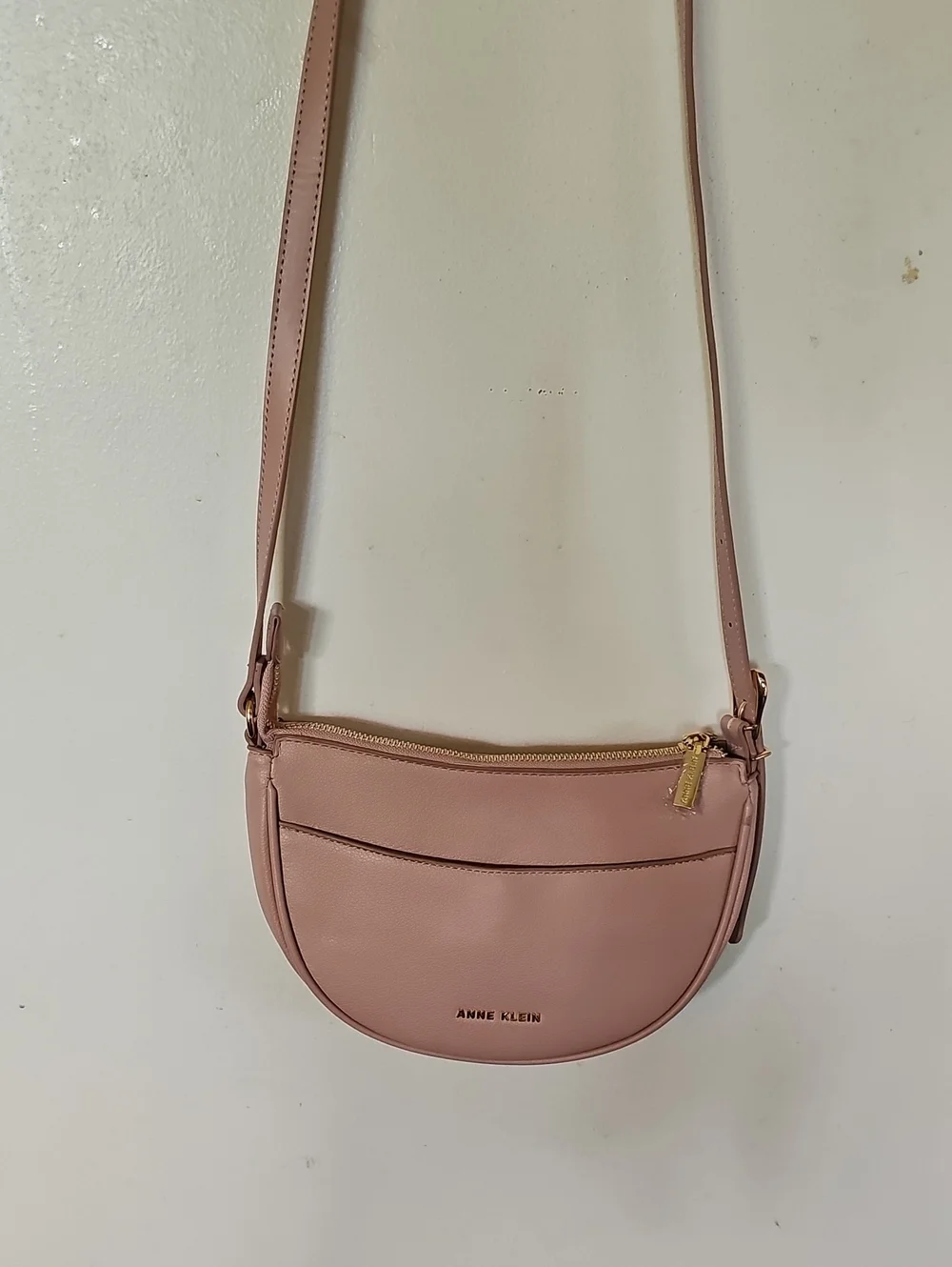 Anne Klein Rose Pink Crossbody Saddle Bag